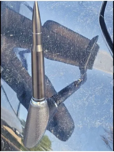 Real life image of CZSWCH 50 Cal Truck Chrome Bullet Antenna